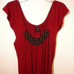 Dark Red Color Beaded Top by Wrapper